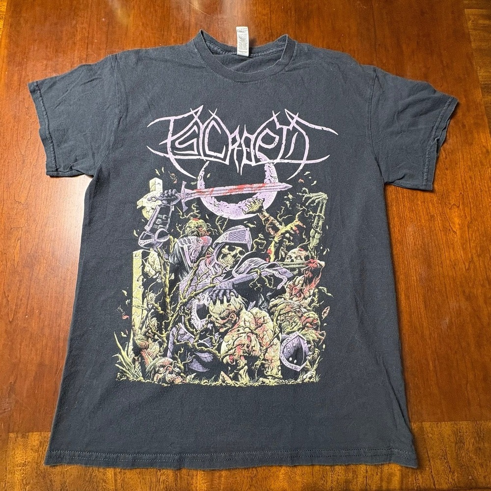 Psycroptic Death Metal Warrior Skeleton Graphic Black Band Tee Gildan Medium